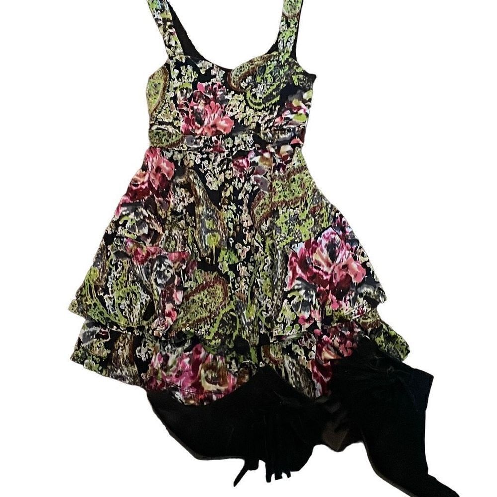 EUC Free People Abstract Floral Tiered Tank Mini Dress - Size XS